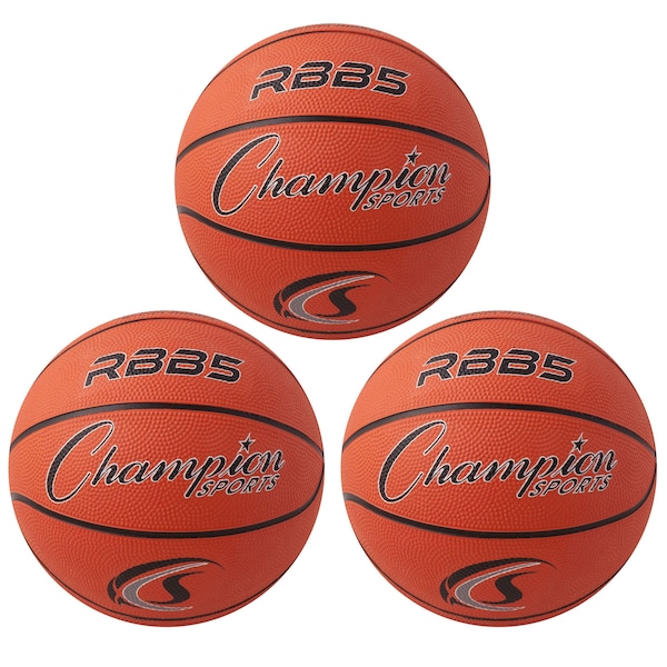Champion Sports Mini Rubber Basketball, Orange, Size 3, PK3 RBB5 - main